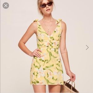 Reformation yellow floral mini dress